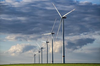 RWE wind farm near Bedburg, at the Garzweiler opencast mine, on recultivated part of the opencast