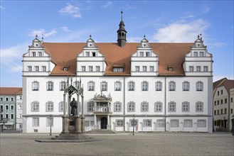 Old town hall at market square, Luther City Wittenberg, Saxony Anhalt, Germany, Europe