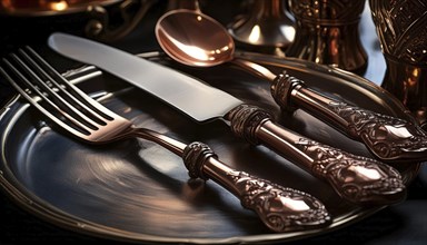 Metal, copper, cutlery and crockery made of copper