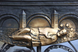 Part of the monument commemorating the drowning of St John Nepomuk on Charles Bridge, Prague, Czech