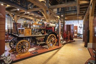 Historic fire engines in the Fire Brigade Museum, Salem Castle, Lake Constance, Lake Constance