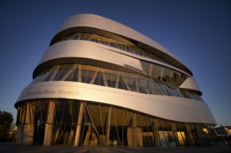 Mercedes-Benz Museum, evening atmosphere, Stuttgart, Baden-Württemberg, Germany, Europe