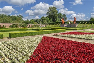 Italian-style orangery garden in summer at Kasteel van Gaasbeek, originally 13th century medieval