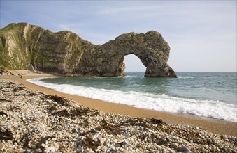 Famous natural coastal arch of Durdle Door on the Jurassic coast, Dorset, England, United Kingdom,