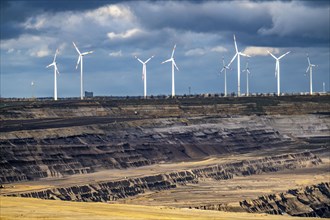 Garzweiler 2 open-cast lignite mine, north end, wind farm, near Jüchen North Rhine-Westphalia,