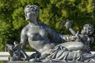 Mythological female figure at the edge of the Fama Fountain, Fama Fountain, fountain, fountain,