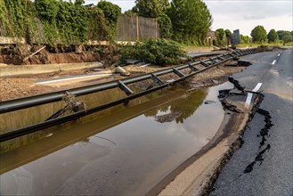 Flood on the Erft, here the federal road B265 destroyed by the water, Erftstadt, North