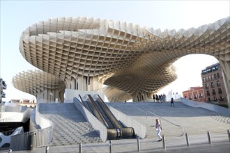 Metropol Parasol wooden structure in Plaza La Encarnacion, Seville, Spain, architect Jürgen