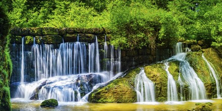 Geratser waterfall, near Rettenberg, AllgÃ¤u, Bavaria, Germany, Europe