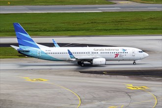 A Garuda Indonesia Boeing 737-800 aircraft with the registration PK-GFU at Changi Airport,