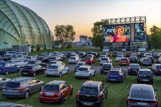 Drive-in cinema at Essen/Mülheim Airport Motor Movies, temporary film screening, at the WDL airship