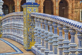 Seville, Spain-October 14, 2017: Plaza De Espana, Seville, Architectural Details and Ornaments