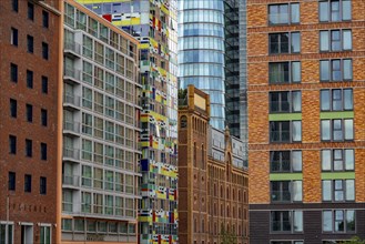 Media Harbour, Düsseldorf, old and modern architecture in the former harbour, a mixture of offices,