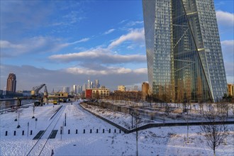 The skyline of Frankfurt am Main, skyscrapers of the banking district, building of the European