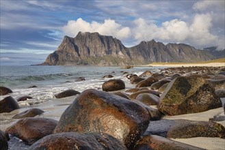 Stones on Uttakleiv beach, Leknes, Nordland, Lofoten, Norway, Europe