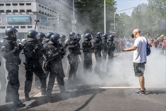 Police operation at a demonstration against the planned assembly law in North Rhine-Westphalia, in