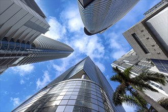 Miami downtown financial skyline and business shopping center near Biscayne bay and South beach