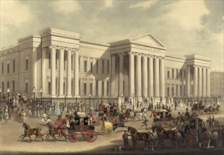 The Royal Mail stagecoach station of the General Post Office, London, 1830, England, Historical,