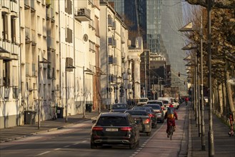 Inner city traffic, street Schöne Aussicht, with cycle lane, the building of the European Central