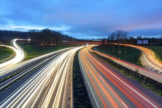 The Kaiserberg motorway junction, A40 motorway, Ruhr expressway, crosses the A3, bridge landscape,