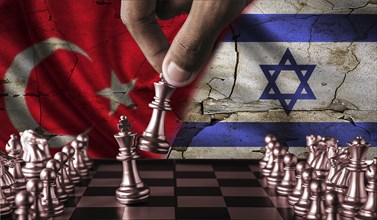 Political crisis and tension between Turkey and Israel. Turkey vs Israel conflict concept on