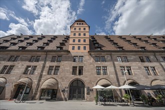 Dormer windows on the historic toll hall, built 1498-1502, former granary, Hallplatz 2, Nuremberg,