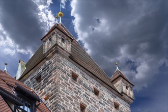 Spire of the Luginsland, built in 1377, highest tower of the Nuremberg Imperial Castle, Nuremberg,