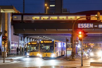 Essen main station, long-distance train, road subway, bus station, bus stops in Essen, North