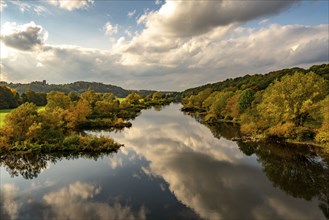 The Ruhr near Bochum-Stiepel, right and Hattingen-Blankenstein, North Rhine-Westphalia, Germany,