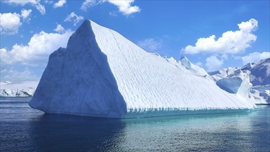 Boat excursion near icebergs of Kangia Fjord and Sermeq Kujalleq glacier in Ilulissat, Greenland,