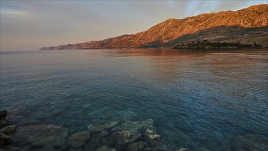 Peaceful view of a rocky coastal landscape in the morning light, Mani Peninsula, Peloponnese,