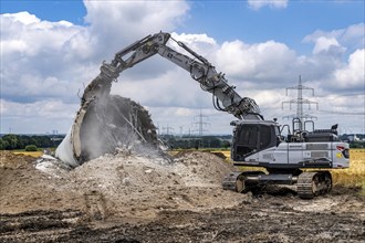 Demolished tower of a 20 year old wind turbine, in the Werl wind farm, 5 old Enercon E-66 turbines