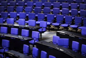 Empty chairs in the German Bundestag. Berlin, 13.06.2024