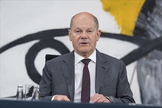 Olaf Scholz (Federal Chancellor of the Federal Republic of Germany, SPD) at a press conference