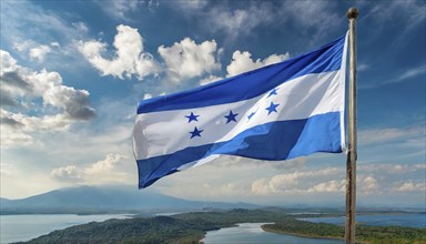 The flag of Honduras flutters in the wind