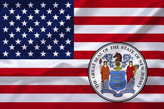 The flag of the USA with the coat of arms of New Jersey, Studio