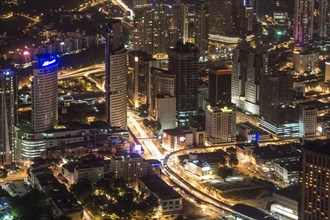 District of the city at night, Kuala Lumpur, Malaysia, Asia