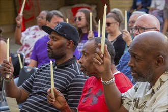 Detroit, Michigan USA, 26 July 2024, LGBT Detroit holds a candlelight vigil to honor LGBT ancestors