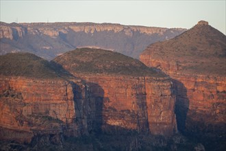 Three Rondawels summit at sunset, Blyde River Canyon, canyon landscape, Panorama Route, Mpumalanga,