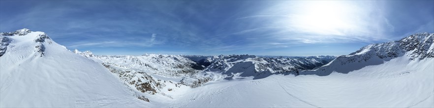 Aerial view, snowy mountain landscape, Ortler group, Trento, Italy, Europe