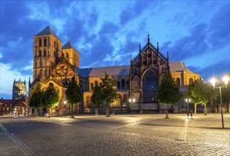 Historic old town, St Paul's Cathedral on the market square, medieval Romanesque cathedral, tower