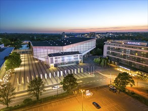 The Grugahalle, left, and the Atlantic Congress Hotel, Essen North Rhine-Westphalia, Germany,