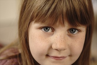 Little girl with freckles, 5 years, Close up, Bavaria, Germany, Europe