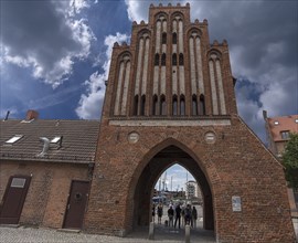 Historic water gate in brick Gothic style built in 1450, Am Hafen 1, Wismar,