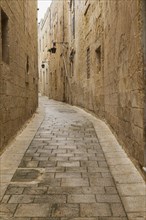 Alleyway in old medieval city of Mdina, Malta, Europe