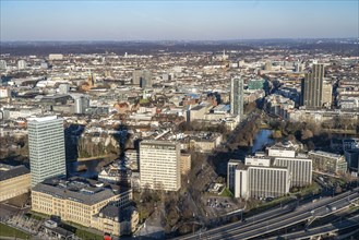 View over the city centre of Düsseldorf, Carlstadt and Friedrichstadt districts, Schwanenspiegel