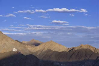 The Namgyal Tsemo Gompa monastery on Tsenmo Hill, a viewpoint over Leh, Ladakh, Jammu and Kashmir,