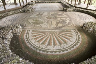 Roman mosaic at Littlecote House Hotel, Hungerford, Berkshire, England, UK