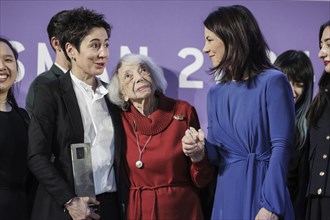 (L-R) Dunja Hayali, journalist and TV presenter, Margot FriedlÃ¤nder, Holocaust survivor, and