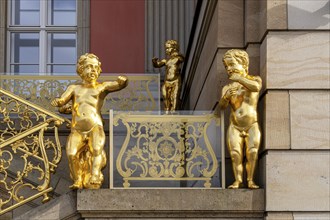 Putti on the flag staircase at the state parliament building, Potsdam, Brandenburg, Germany, Europe